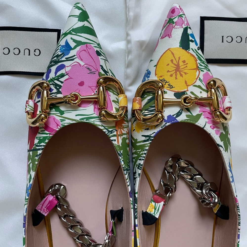 Gucci x Ken Scott multi floral ballerina flats size 38
